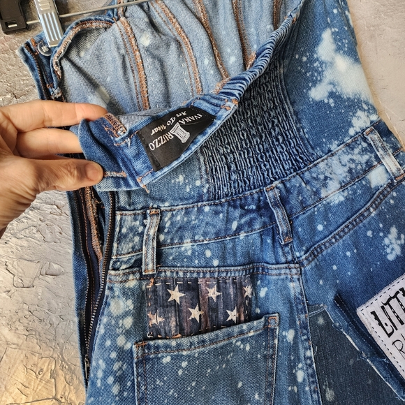 Designer Maxi Dress Skirt Upcycled Recycled Denim Concept - Picture 12 of 13